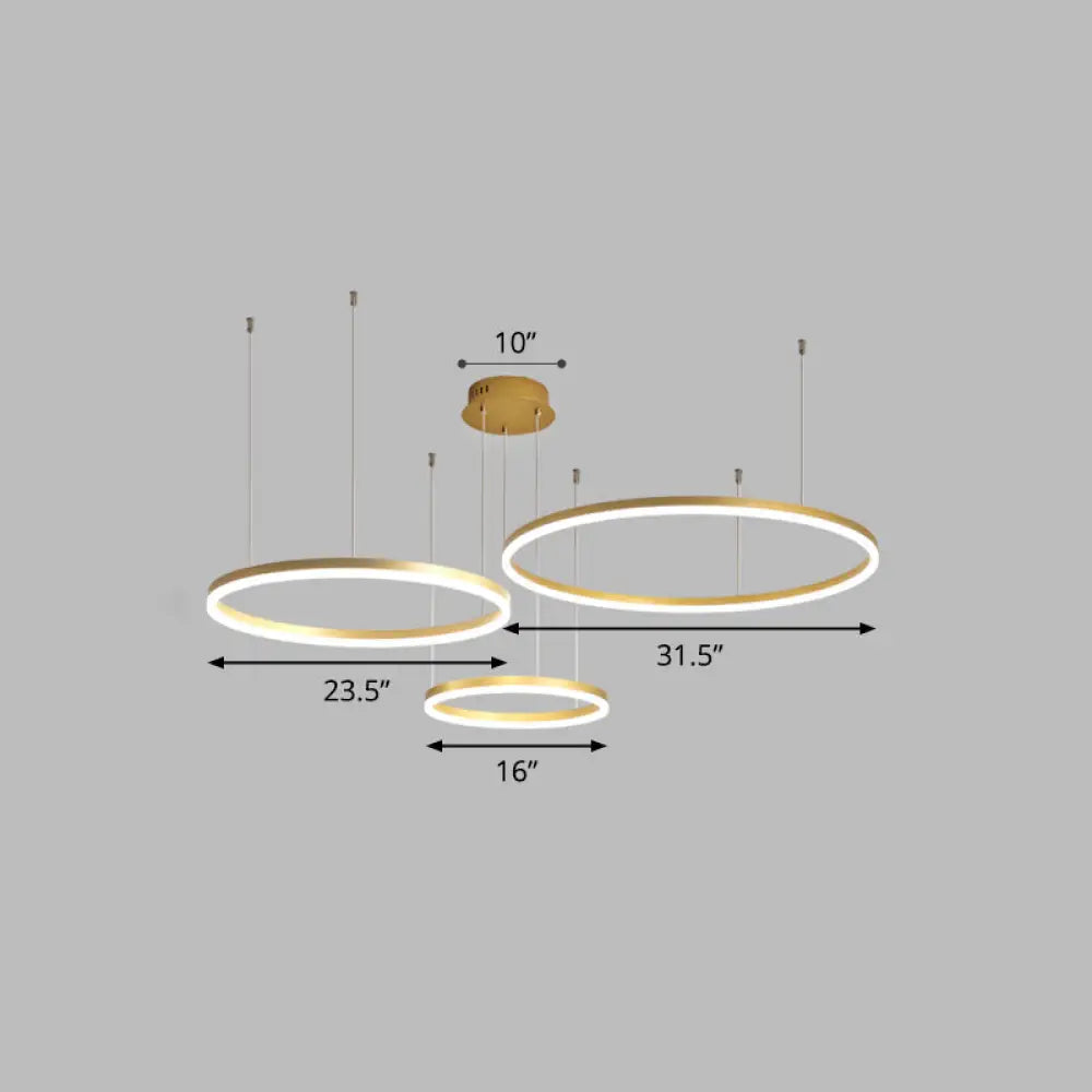 Sleek Aluminum Led Pendant Lamp: Stylish Chandelier For Living Room Gold / 31.5 White