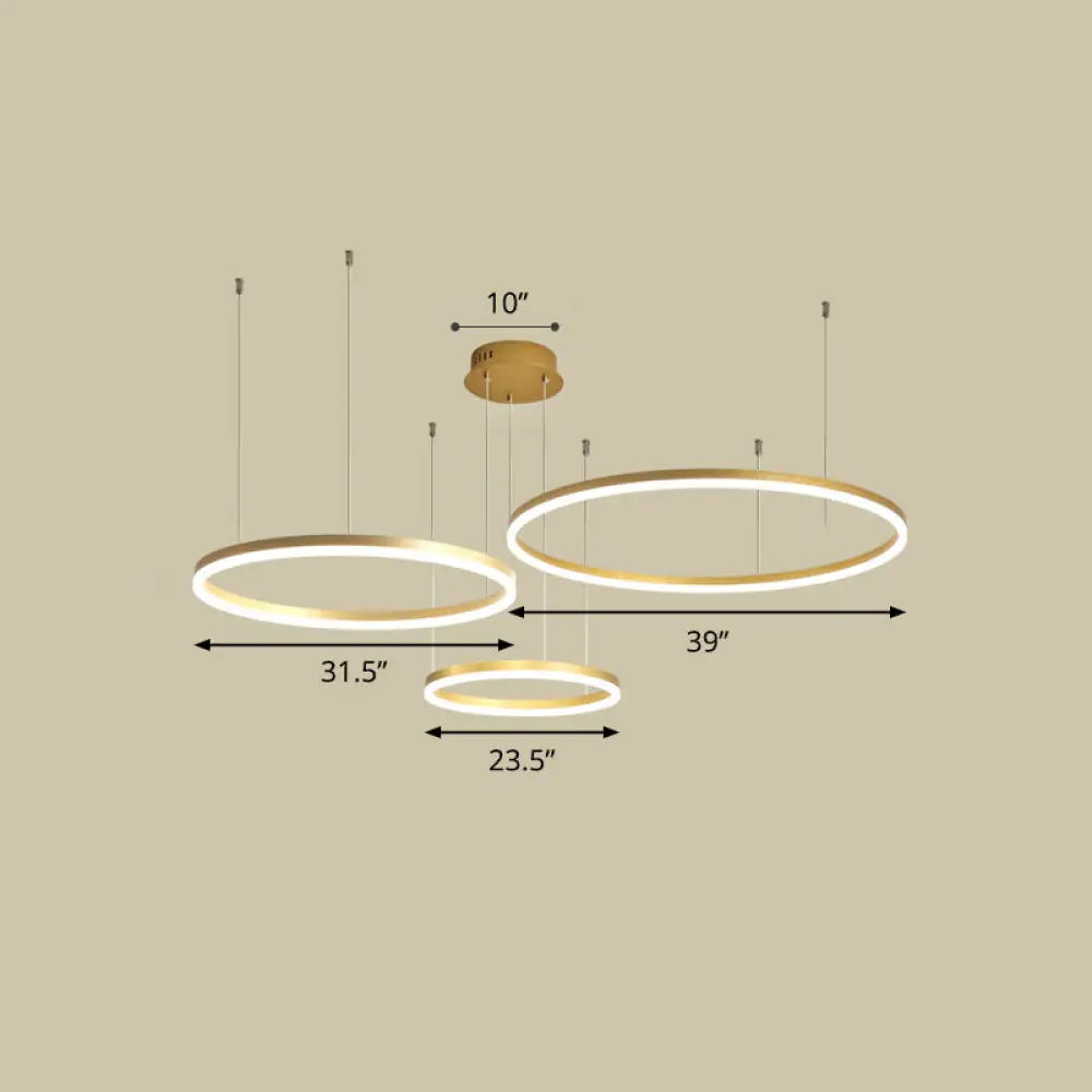 Sleek Aluminum Led Pendant Lamp: Stylish Chandelier For Living Room Gold / 39.5 Remote Control