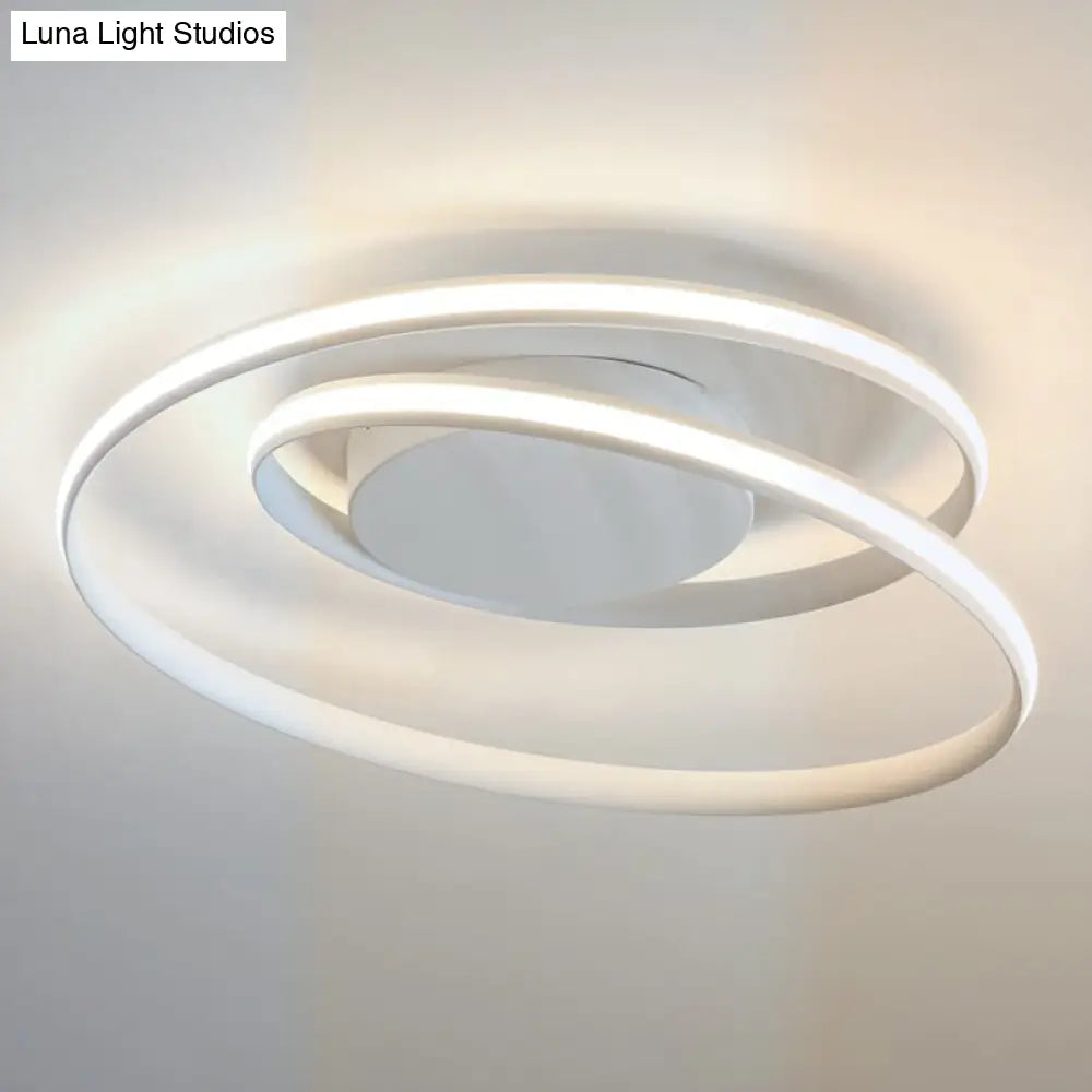 Sleek Aluminum Led Semi Flush Ceiling Light For Bedroom White / 18 Warm