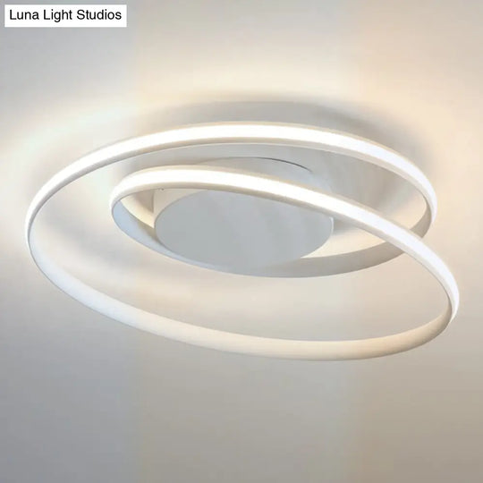 Sleek Aluminum Led Semi Flush Ceiling Light For Bedroom White / 18 Warm