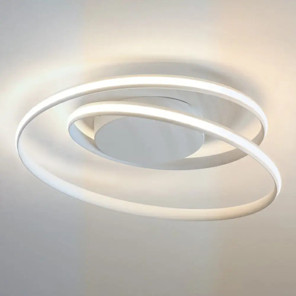 Sleek Aluminum Led Semi Flush Ceiling Light For Bedroom White / 18’ Warm