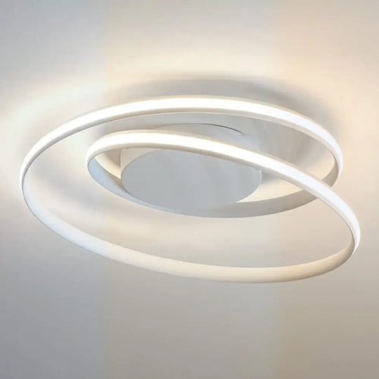 Sleek Aluminum Led Semi Flush Ceiling Light For Bedroom White / 18’ Warm