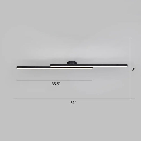 Sleek Aluminum Line Art Semi Mount Led Ceiling Light - Minimalist Metal Flush Fixture For Bedroom 2