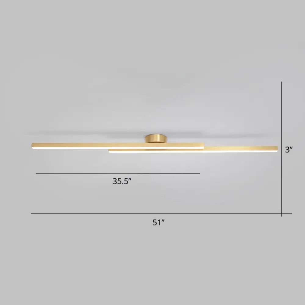 Sleek Aluminum Line Art Semi Mount Led Ceiling Light - Minimalist Metal Flush Fixture For Bedroom 2