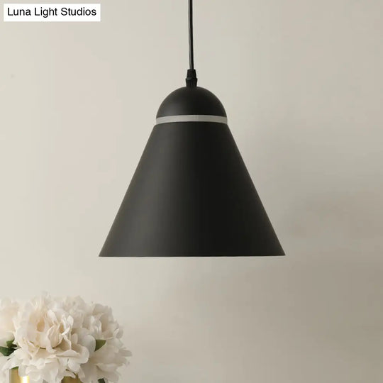 Sleek Metallic Hanging Light Fixture - Sliced Cone Design 1-Light Matte Black Pendant