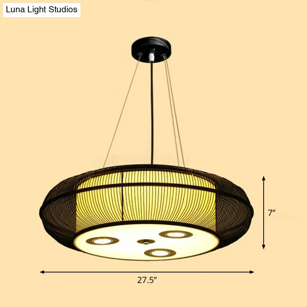 Sleek Bamboo Drum Chandelier - Modern Pendant Light For Restaurants