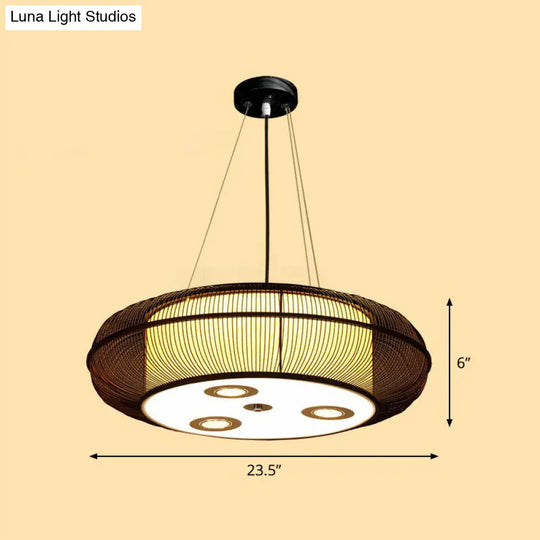 Sleek Bamboo Drum Chandelier - Modern Pendant Light For Restaurants