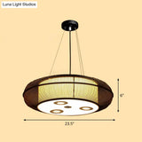 Sleek Bamboo Drum Chandelier - Modern Pendant Light For Restaurants