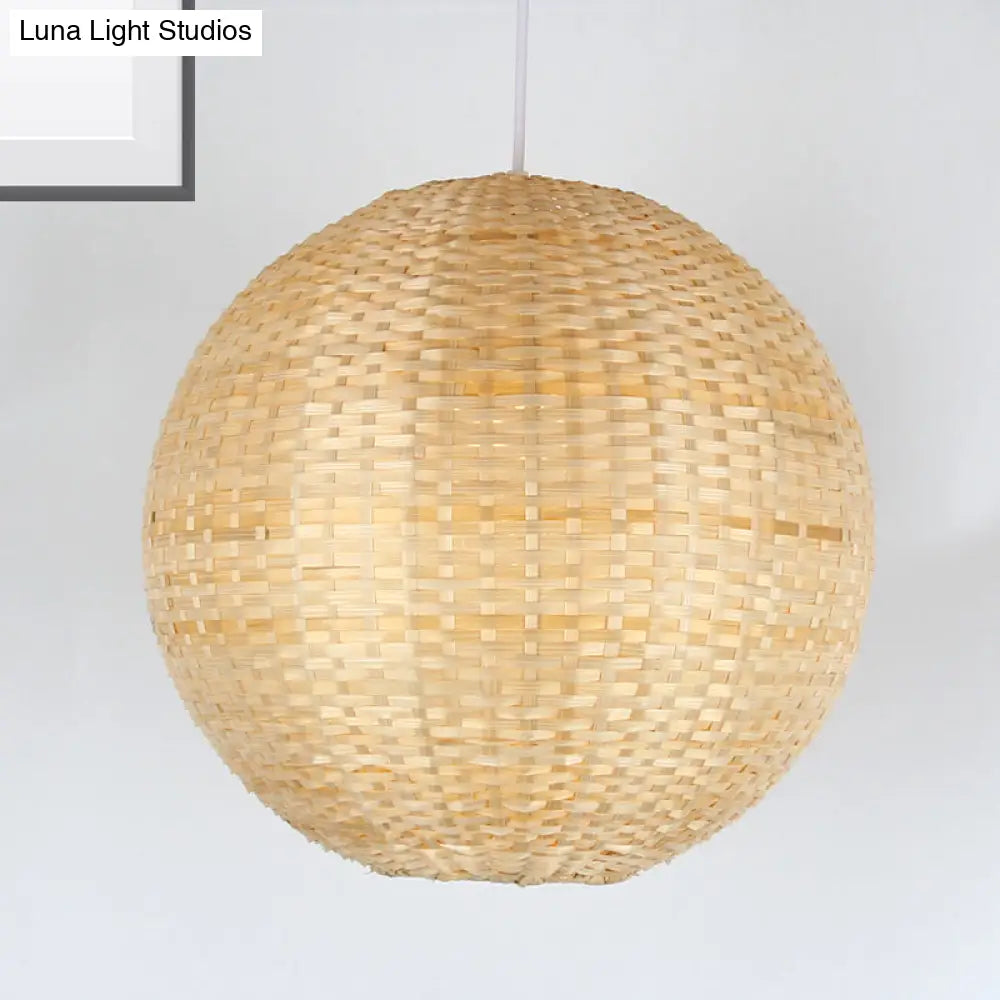 Contemporary Bamboo Sphere Suspension Pendant Light Kit - 16/19.5 Wide