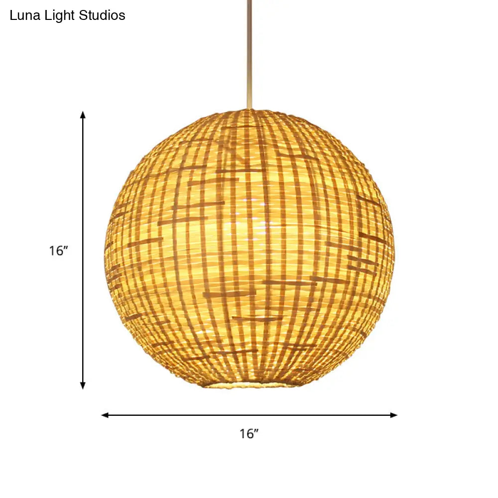 Contemporary Bamboo Sphere Suspension Pendant Light Kit - 16/19.5 Wide