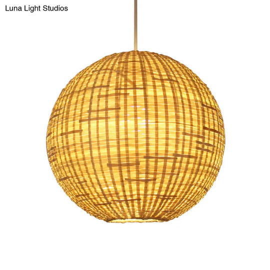 Contemporary Bamboo Sphere Suspension Pendant Light Kit - 16/19.5 Wide