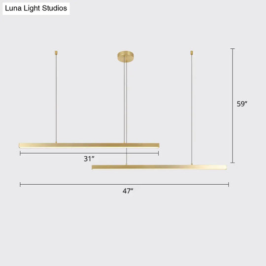 Sleek Metal Led Chandelier For Living Room Ceiling 2 / Gold White