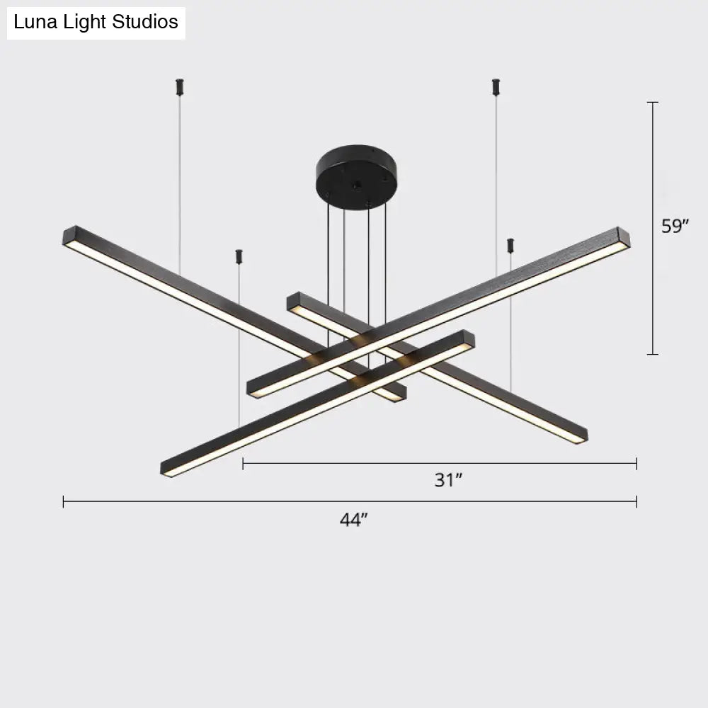 Sleek Metal Led Chandelier For Living Room Ceiling 4 / Black Third Gear