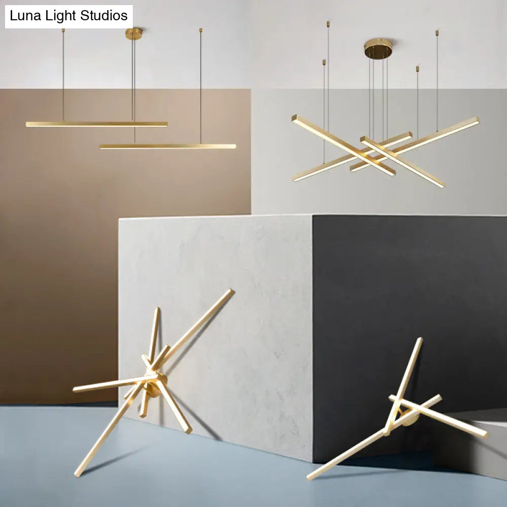 Sleek Bar-Shaped Led Chandelier | Simplicity Metal Ceiling Light For Living Room