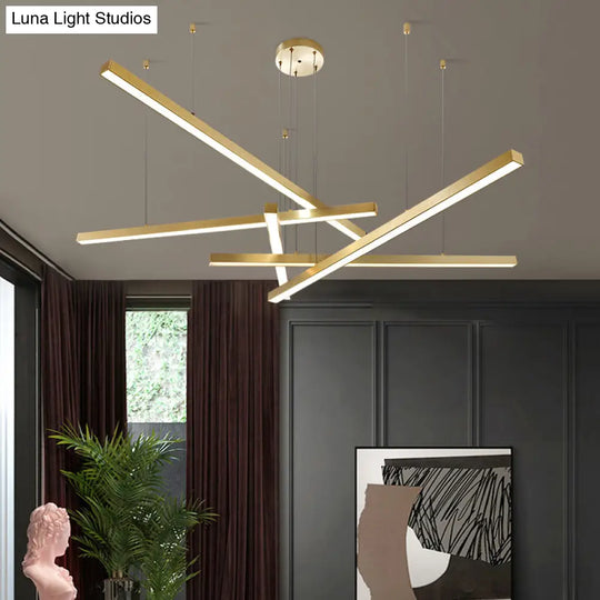 Sleek Bar-Shaped Led Chandelier | Simplicity Metal Ceiling Light For Living Room