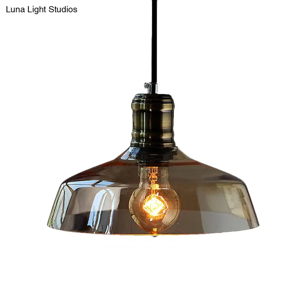 Hanging Single-Light Ceiling Pendant With Clear/Brown Glass Shade - Industrial Style For Dining Room