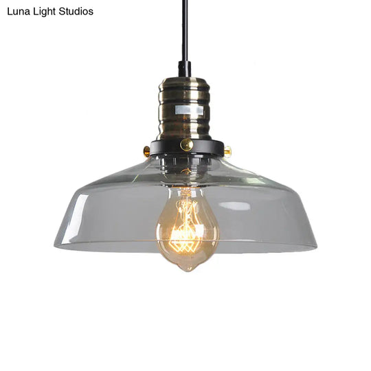 Hanging Single-Light Ceiling Pendant With Clear/Brown Glass Shade - Industrial Style For Dining Room