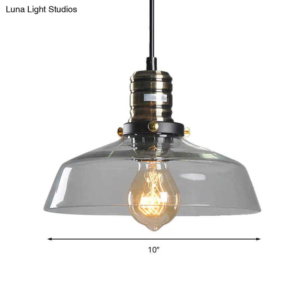 Hanging Single-Light Ceiling Pendant With Clear/Brown Glass Shade - Industrial Style For Dining Room