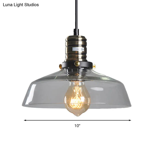 Hanging Single-Light Ceiling Pendant With Clear/Brown Glass Shade - Industrial Style For Dining Room