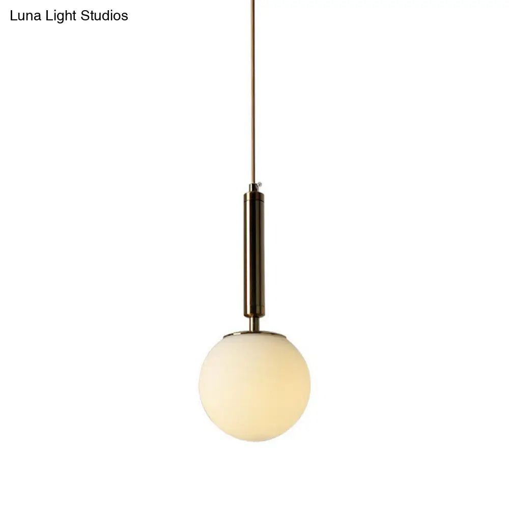 Sleek Bedside Pendant Lamp With White Glass Shade - Single Bulb Design
