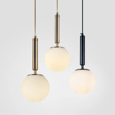 Minimalist Single-Bulb Bedside Pendant Lamp With White Glass Shade