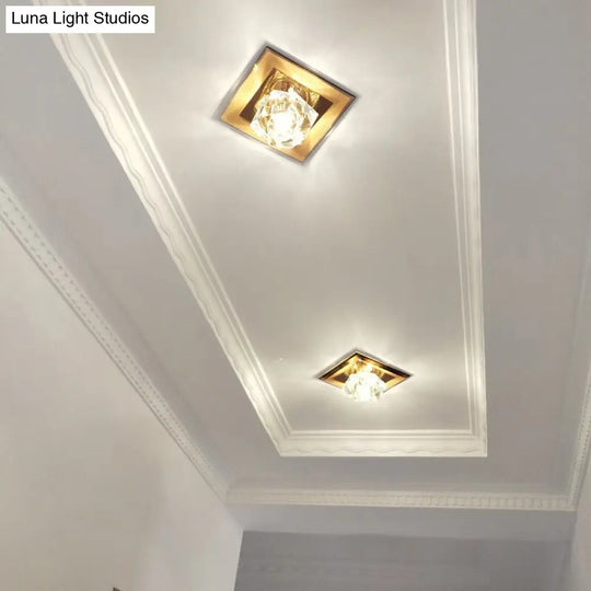 Sleek Beveled Crystal Flushmount Led Ceiling Light For Hallway - Floweret Design