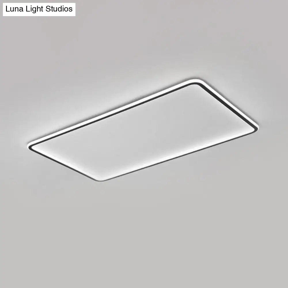 Sleek Black Acrylic Led Ceiling Light - Ultra-Thin Panel Simplicity Flush Mounted For Living Room