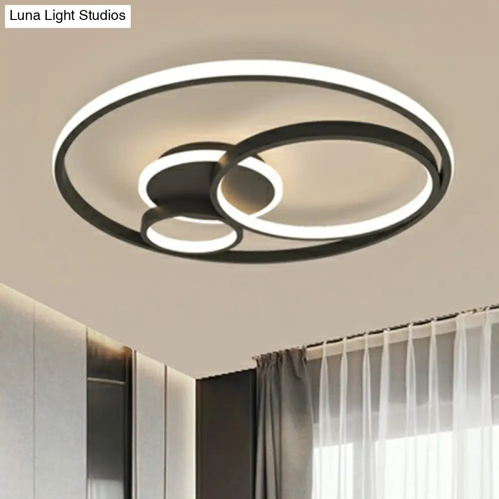 Sleek Black Acrylic Ring Led Flush Mount Ceiling Light For Bedrooms