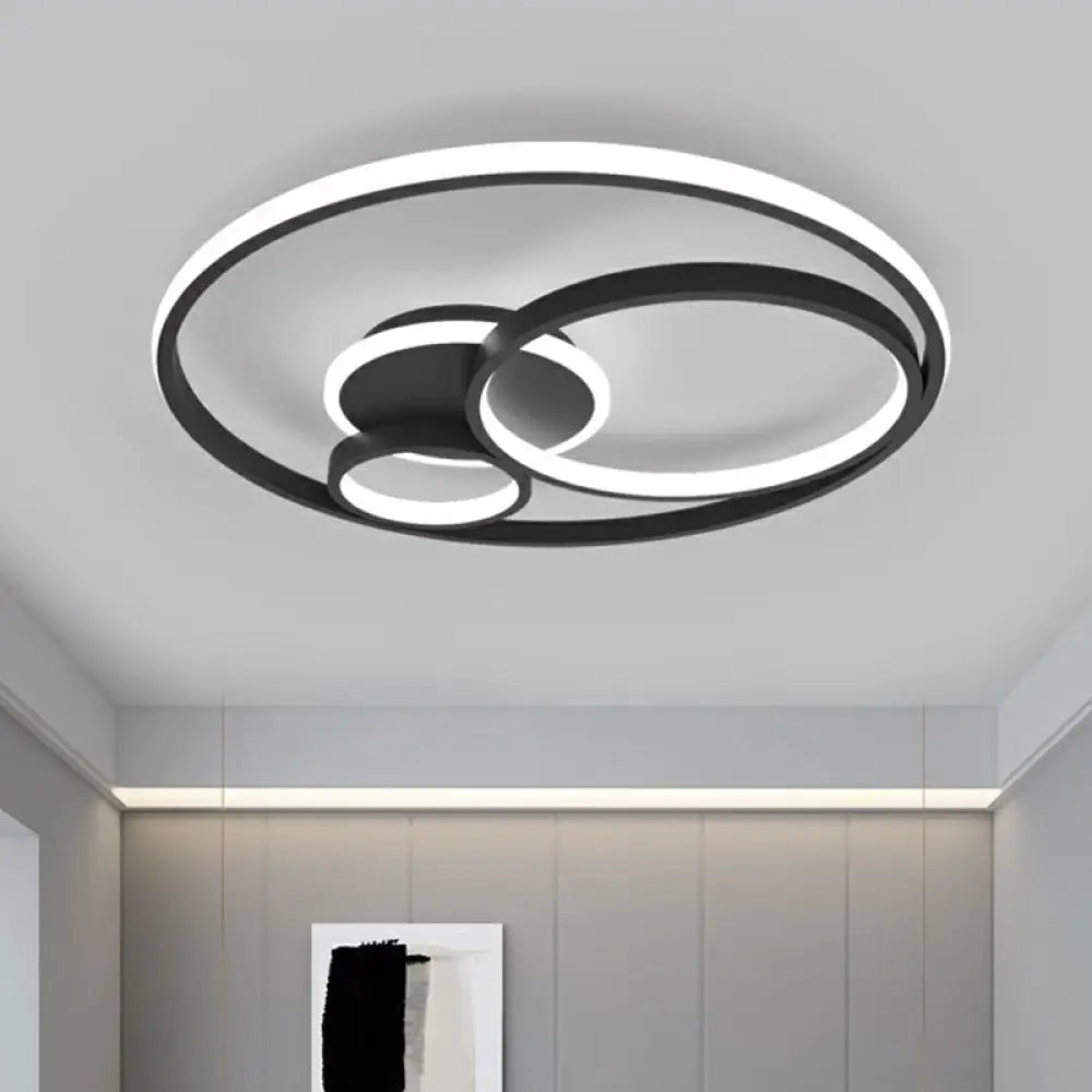 Sleek Black Acrylic Ring Led Flush Mount Ceiling Light For Bedrooms