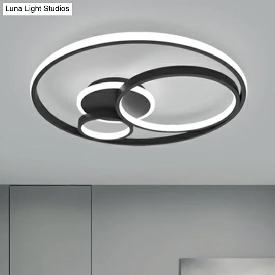 Sleek Black Acrylic Ring Led Flush Mount Ceiling Light For Bedrooms