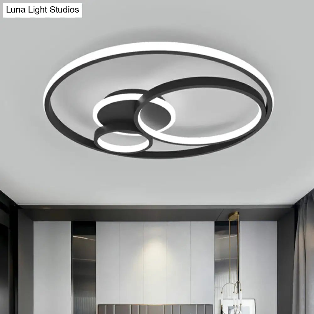 Sleek Black Acrylic Ring Led Flush Mount Ceiling Light For Bedrooms