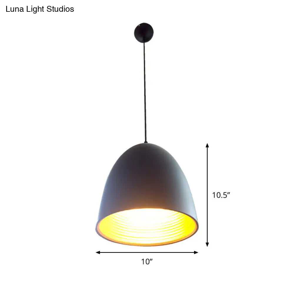 Minimalist Black Metal Domed Pendant Light For Restaurants 1-Light Hanging Lamp Kit