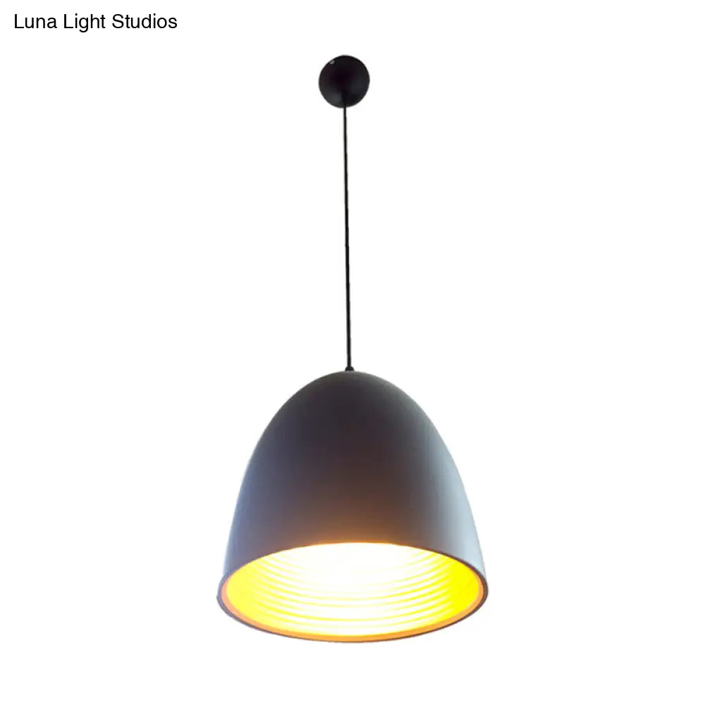 Sleek Black Domed Pendant Light – Minimalist Metal Hanging Lamp Kit For Restaurants