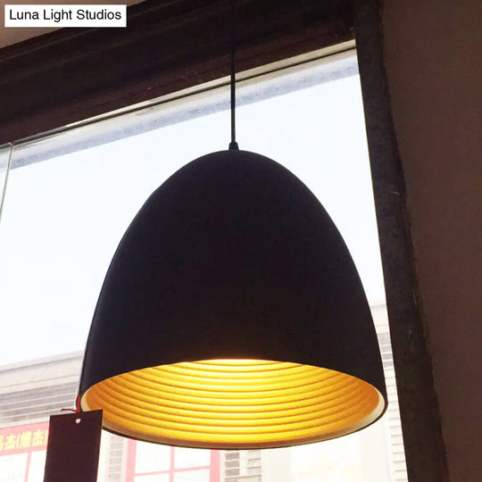 Minimalist Black Metal Domed Pendant Light For Restaurants 1-Light Hanging Lamp Kit