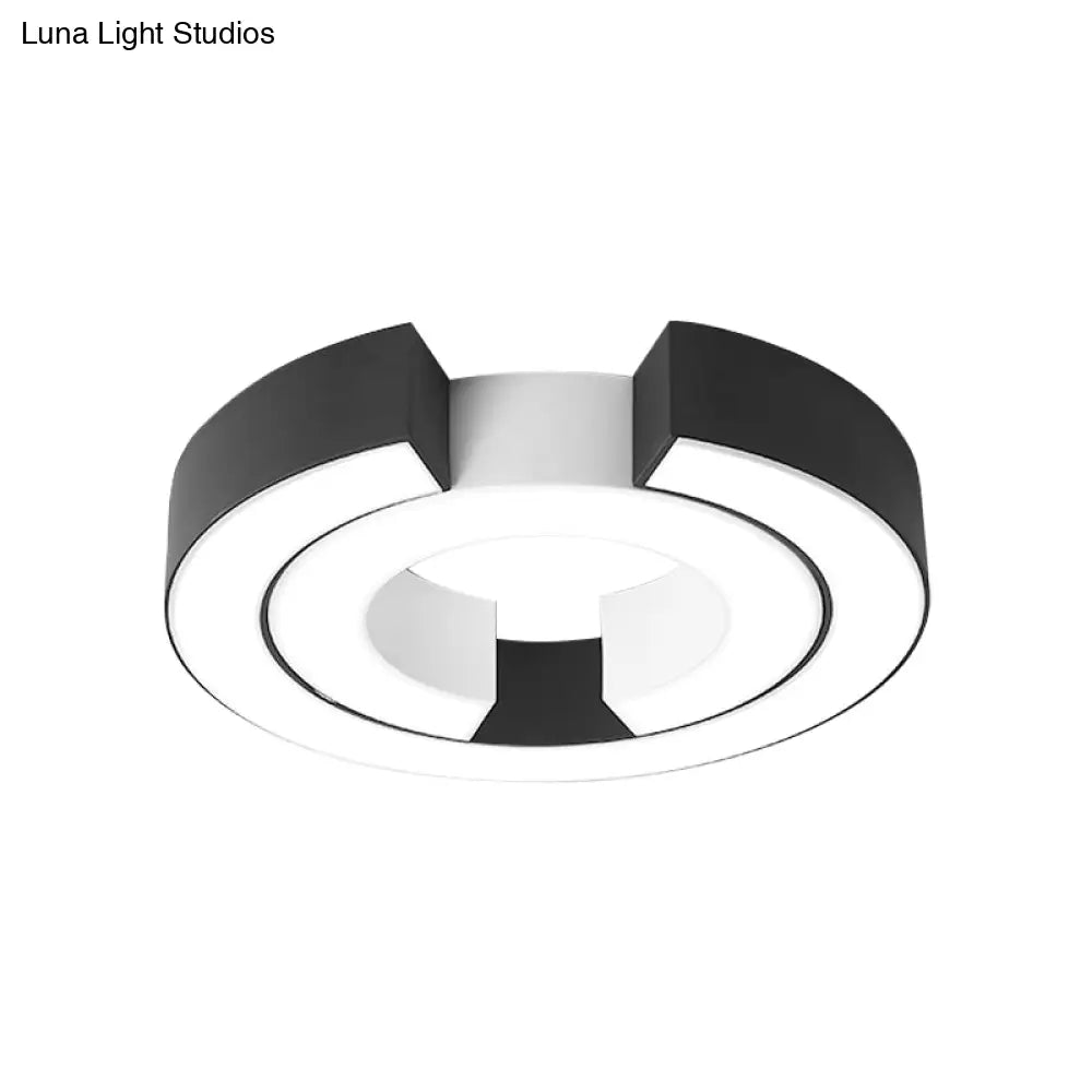 Sleek Black Double C Shaped Led Ceiling Mount Light Fixture For Office In Warm/White 19.5/23.5 Wide