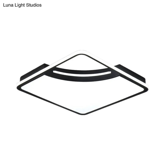 Sleek Black Flush Mount Led Ceiling Light For Bedroom - White/Warm Glow