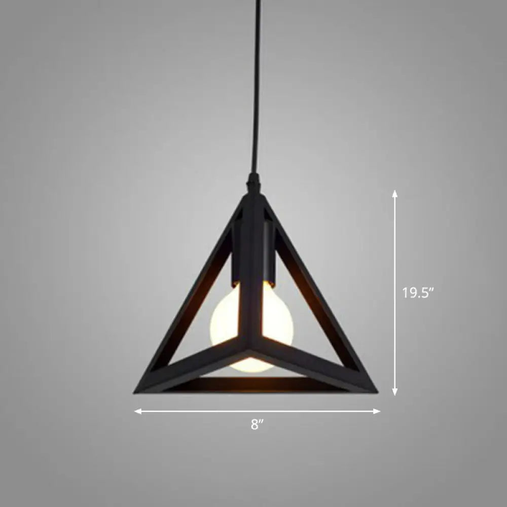 Sleek Black Geometric Iron Hanging Pendant Light Fixture - Simplicity With 1 Bulb For Corridors /