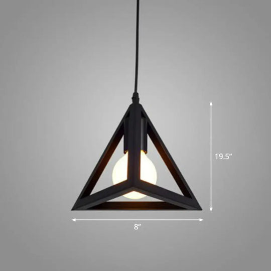 Sleek Black Geometric Iron Hanging Pendant Light Fixture - Simplicity With 1 Bulb For Corridors /