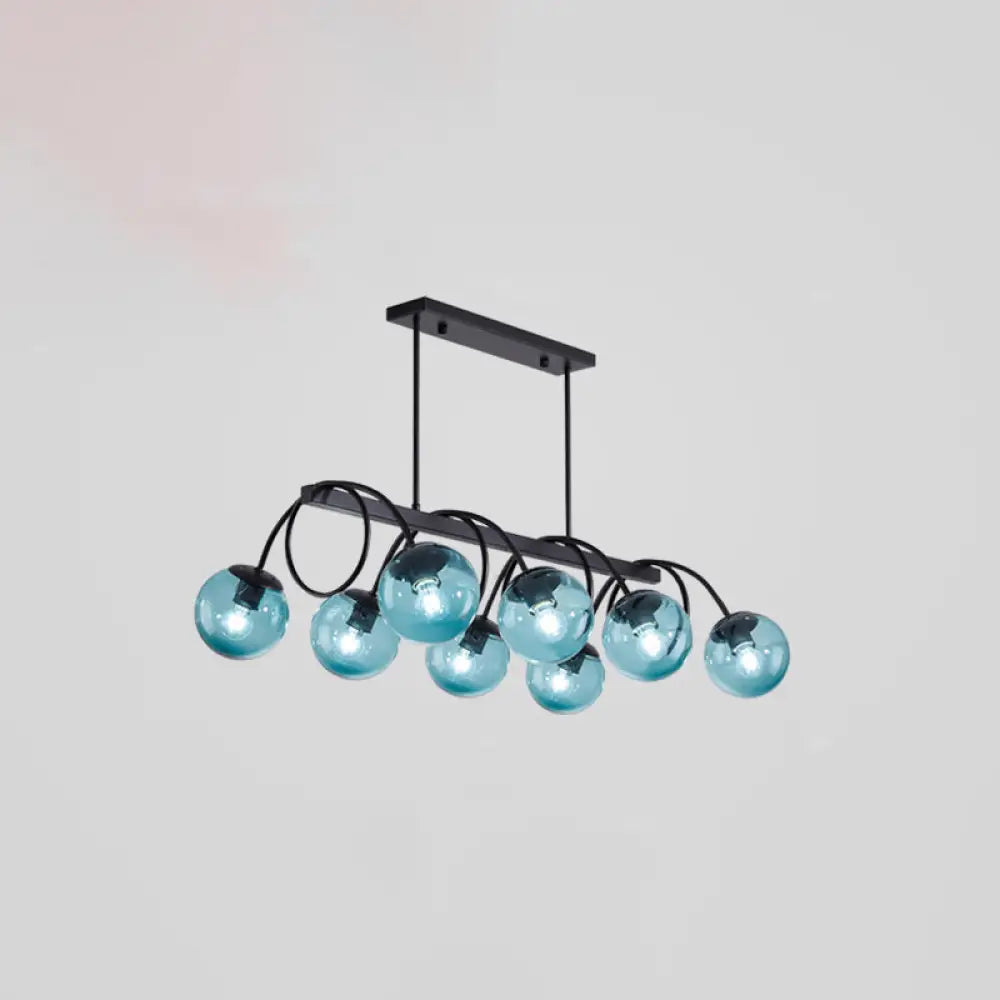 Sleek Black Glass Sphere Island Light For Modern Dining Rooms 8 / Blue