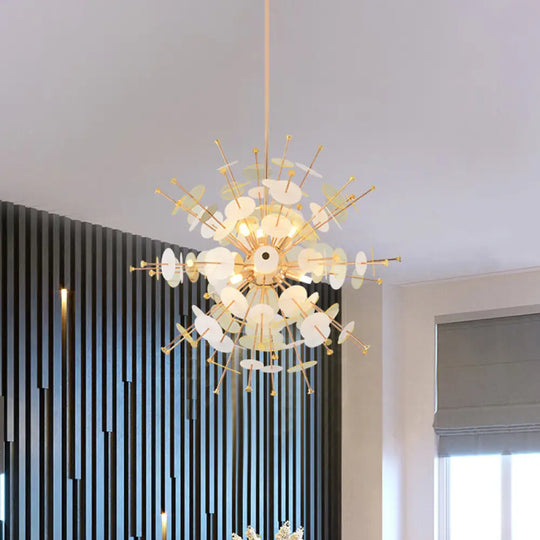 Sleek Black/Gold Metal Multi-Head Chandelier With Small Panel - Ideal For Coffee Shops Gold / 23.5