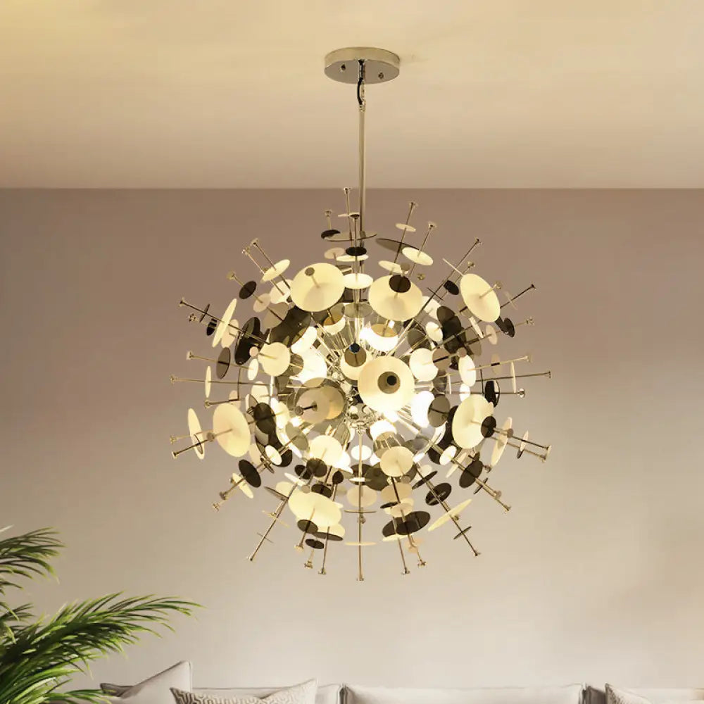 Sleek Black/Gold Metal Multi-Head Chandelier With Small Panel - Ideal For Coffee Shops Black / 29