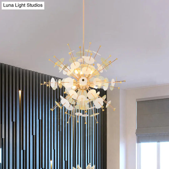 Sleek Black/Gold Metal Multi-Head Chandelier With Small Panel - Ideal For Coffee Shops Gold / 23.5