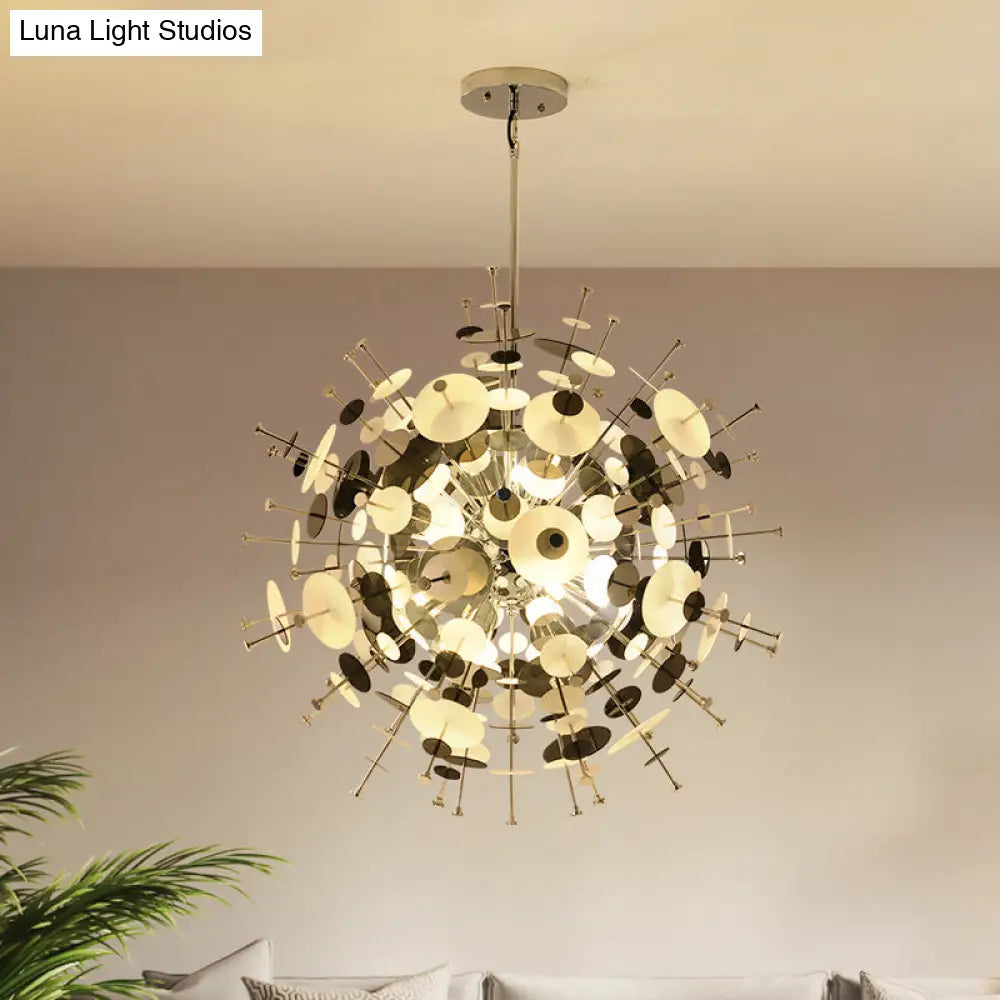 Sleek Black/Gold Metal Multi-Head Chandelier With Small Panel - Ideal For Coffee Shops Black / 29