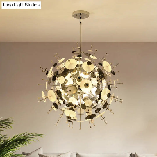 Sleek Black/Gold Metal Multi-Head Chandelier With Small Panel - Ideal For Coffee Shops Black / 29