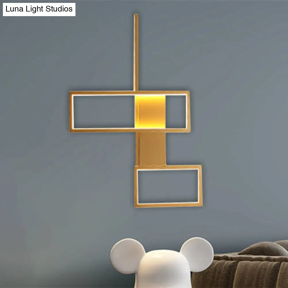 Sleek Black/Gold Rectangle Semi Flush Led Ceiling Light - 19/27.5/35.5 L Easy-To-Install Metal