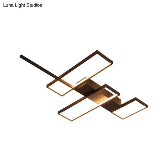 Sleek Black/Gold Rectangle Semi Flush Led Ceiling Light - 19’/27.5’/35.5’ L Easy - To -