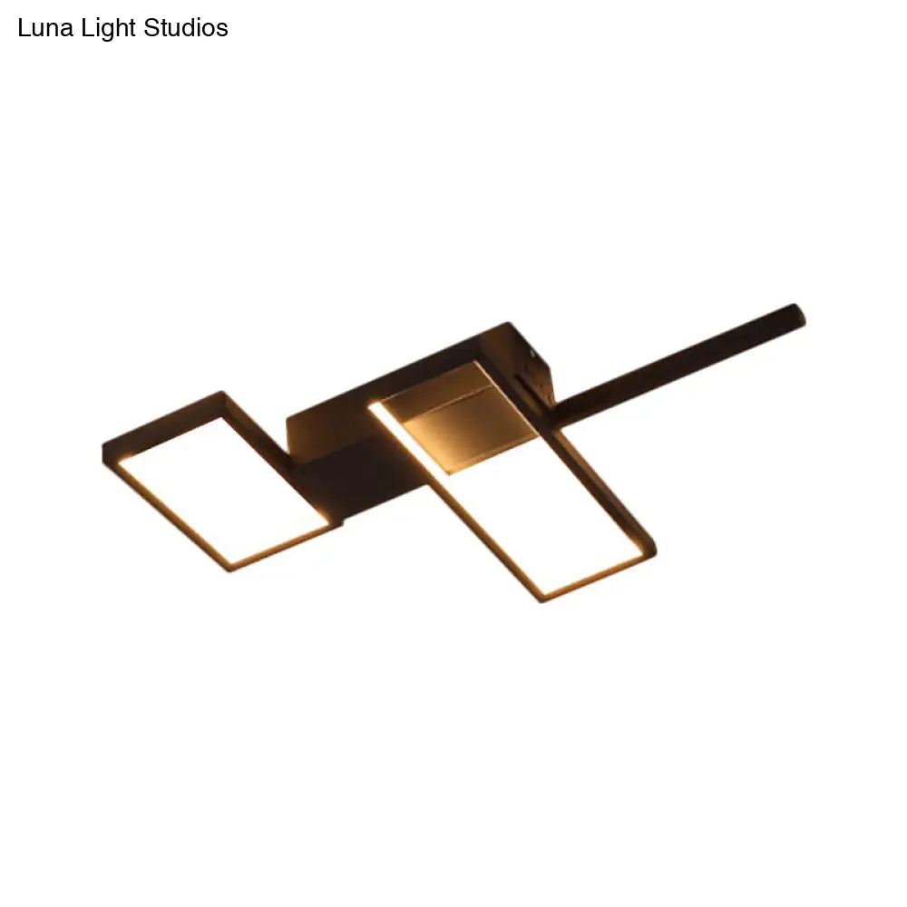Sleek Black/Gold Rectangle Semi Flush Led Ceiling Light - 19’/27.5’/35.5’ L Easy - To -