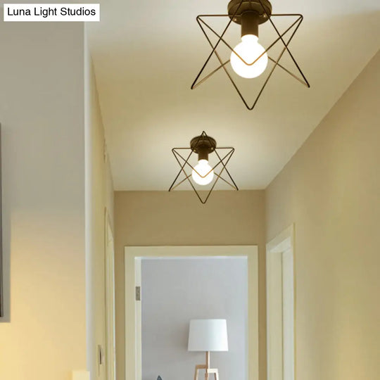 Sleek Black Iron 1-Light Semi Flush Ceiling Light - Industrial Style / Linear