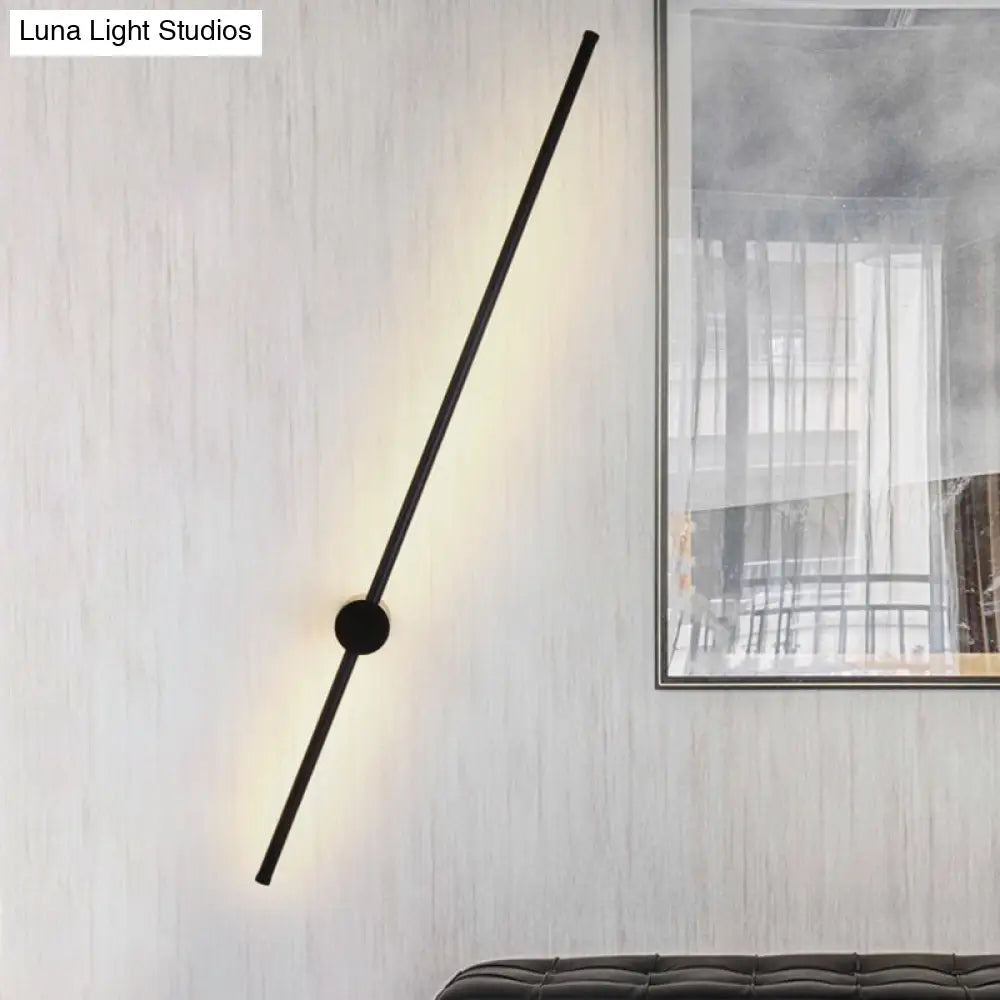 Sleek Black Iron Wall Light Fixture - Needle Sword Design 23.5/31.5 Inches High Led Sconce For