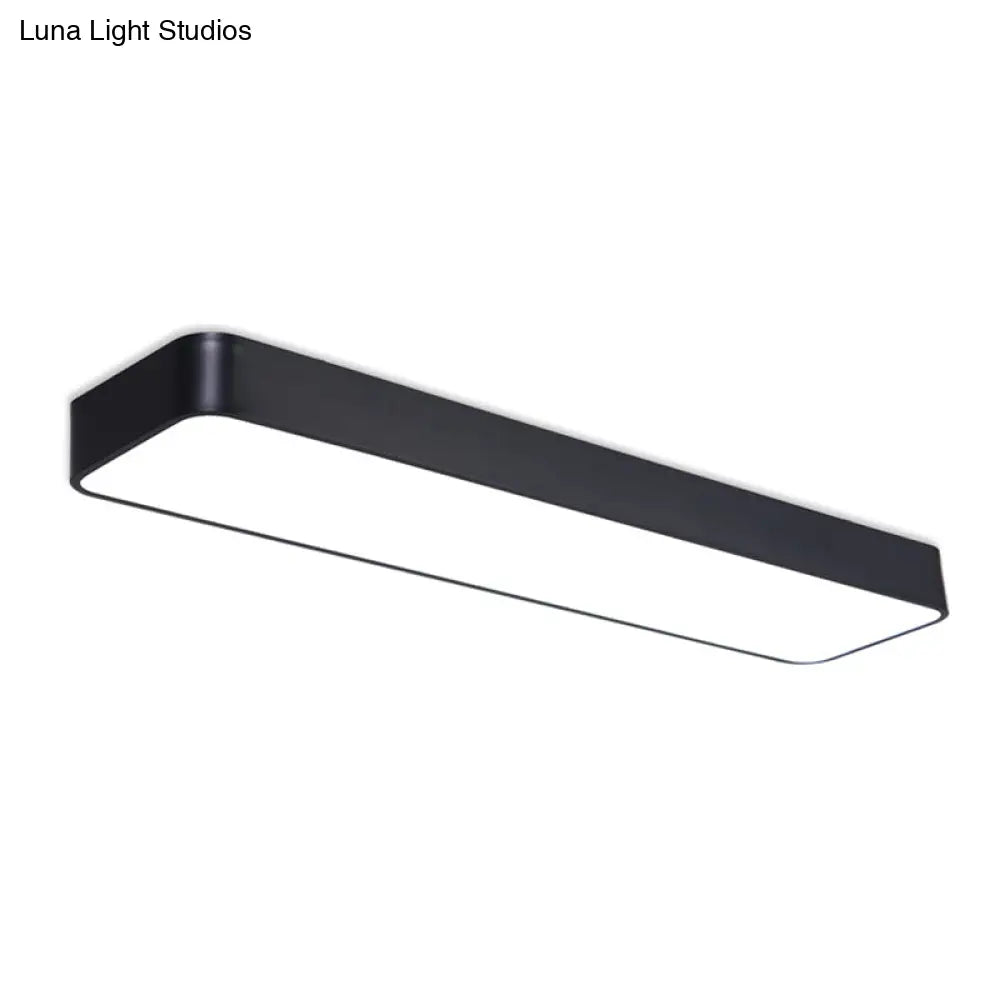 Sleek Black Led Ceiling Light: Contemporary Rectangular Aluminum Flush Mount For Offices